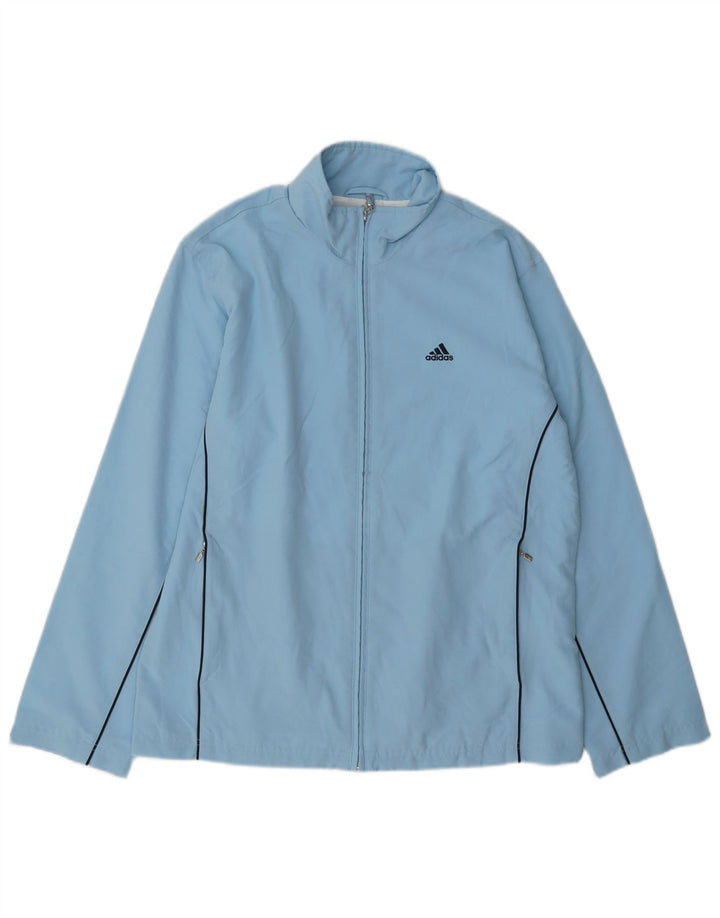 Adidas Damen Trainingsanzug Top Jacke UK 12 Mittelblaues Polyester