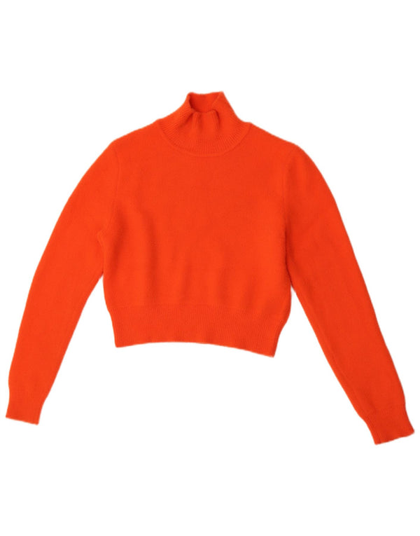 Zara Damen Crop Rollkragenpullover Pullover UK 10 Small Orange