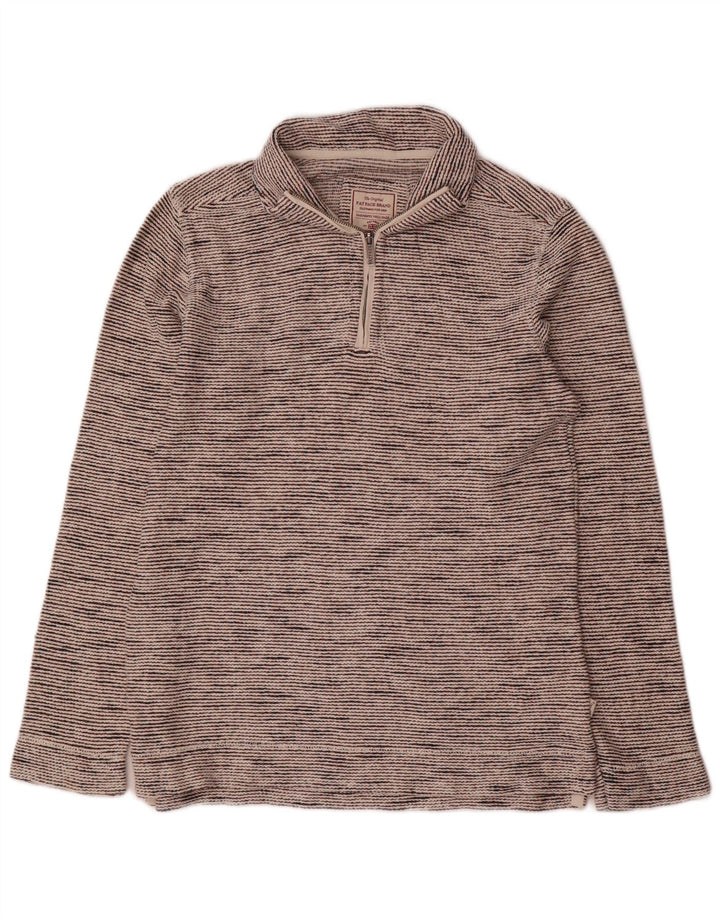 Fat Face Herren-Sweatshirt mit Reißverschluss am Hals, klein, grau gefleckte Baumwolle