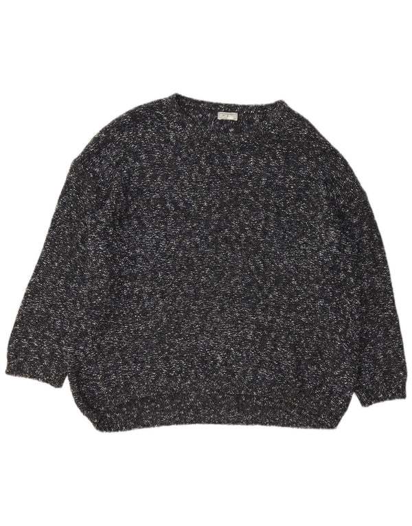 Fat Face Womens Oversized Boat Neck Jumper Sweater UK 18 XL Grey Flecked