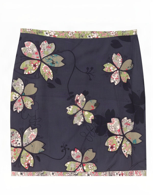 White Stuff Damen Minirock UK 14 Large W34 Marineblaue Baumwolle mit Blumenmuster