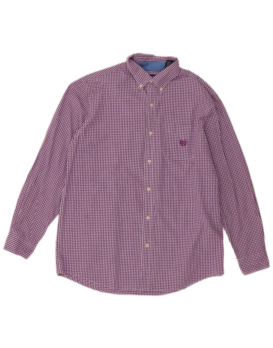 Chaps Herrenhemd, groß, violett, Gingham-Baumwolle