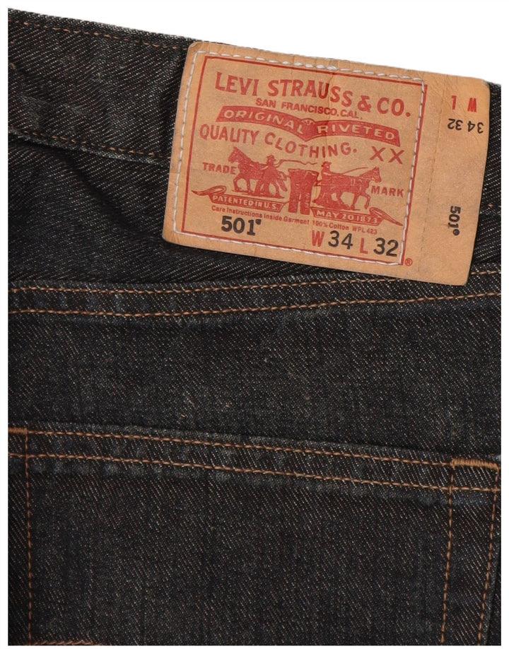 LEVI'S Herren 501 Straight Jeans W34 L30 Marineblaue Baumwolle