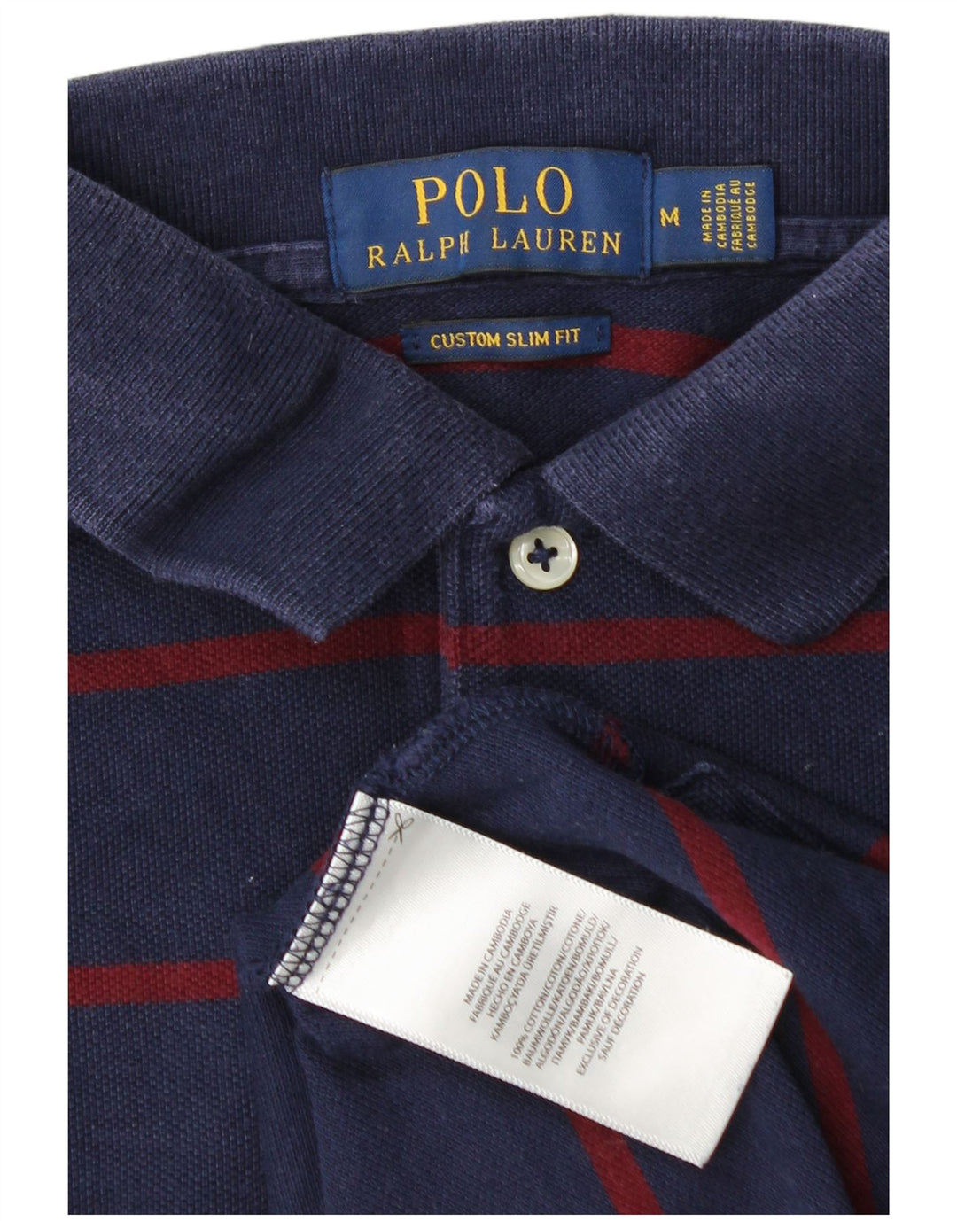 POLO RALPH LAUREN Herren-Poloshirt mit schmaler Passform, mittleres Marineblau gestreift