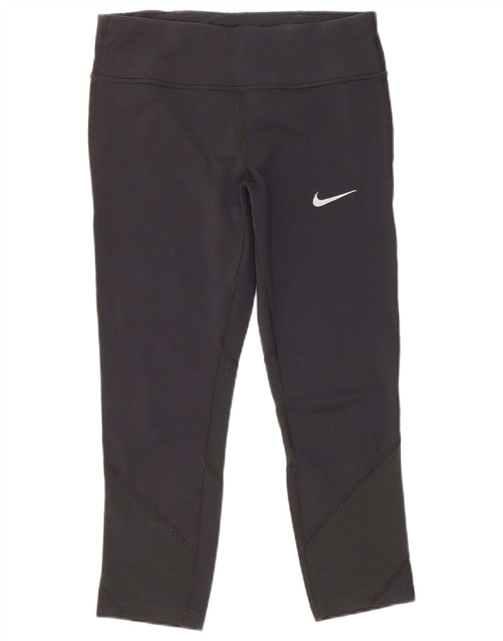 Nike Damen Dri Fit Capri-Leggings UK 12 Mittelschwarzes Nylon