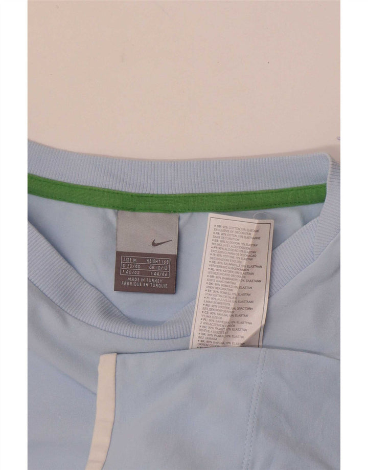 Nike Damen Top Langarm UK 10/12 Mittelblaue Baumwolle