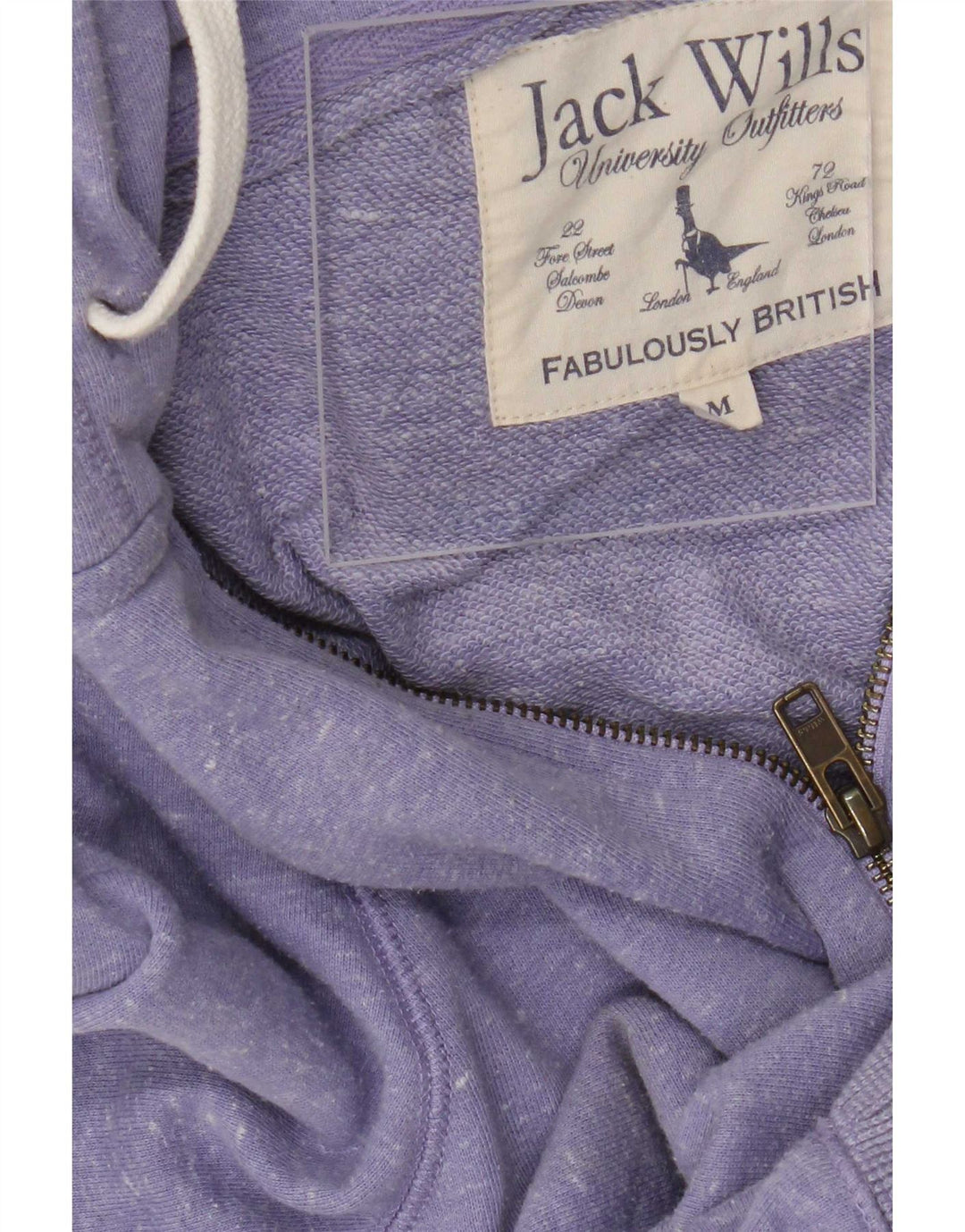 Jack Wills Herren-Kapuzenpullover mit grafischem Reißverschluss, mittellila meliert, Polyester