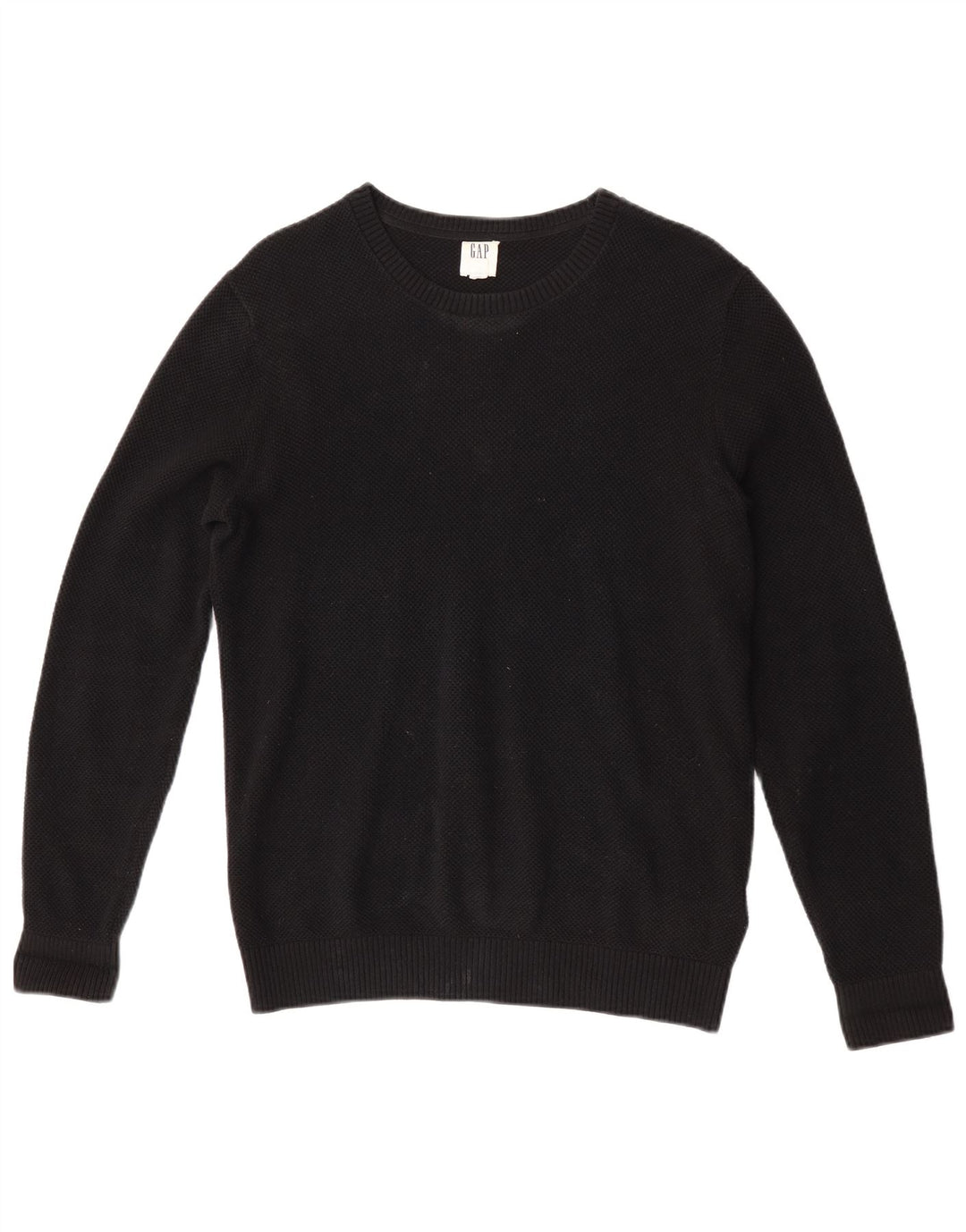 Gap Herren-Pullover mit Rundhalsausschnitt, Größe S, schwarze Baumwolle
