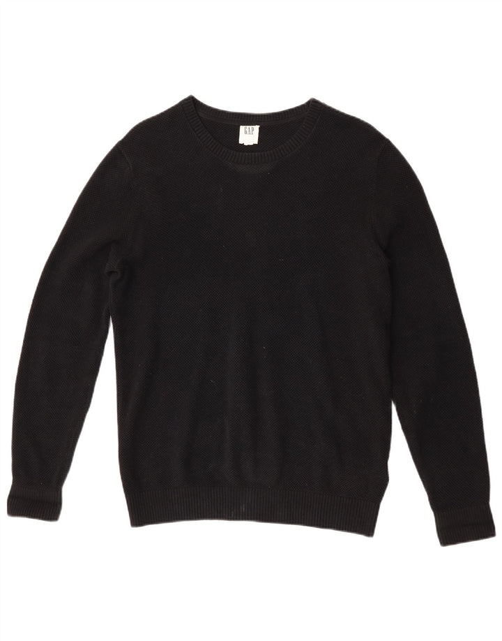 Gap Herren-Pullover mit Rundhalsausschnitt, Größe S, schwarze Baumwolle
