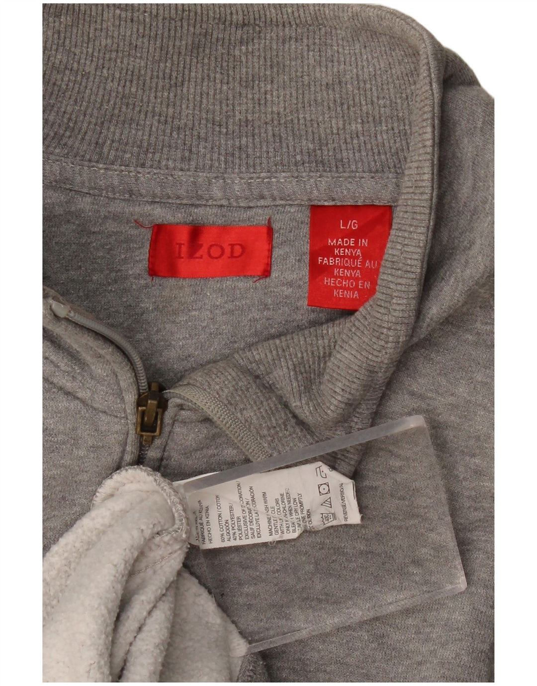 Izod Herren-Sweatshirt mit Reißverschluss am Hals, groß, grau gesprenkelte Baumwolle