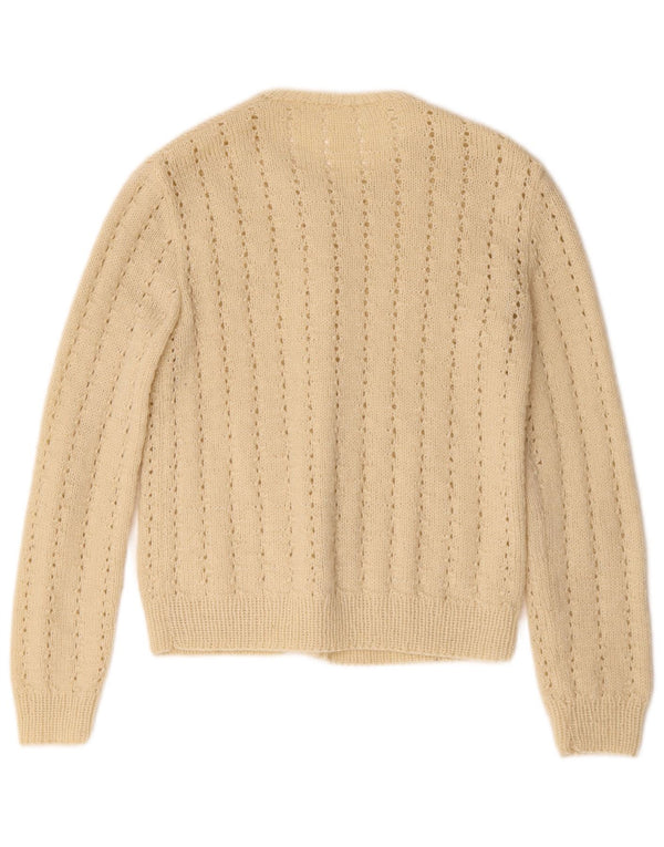 Vintage Damen Cardigan Pullover UK 10 Small Beige