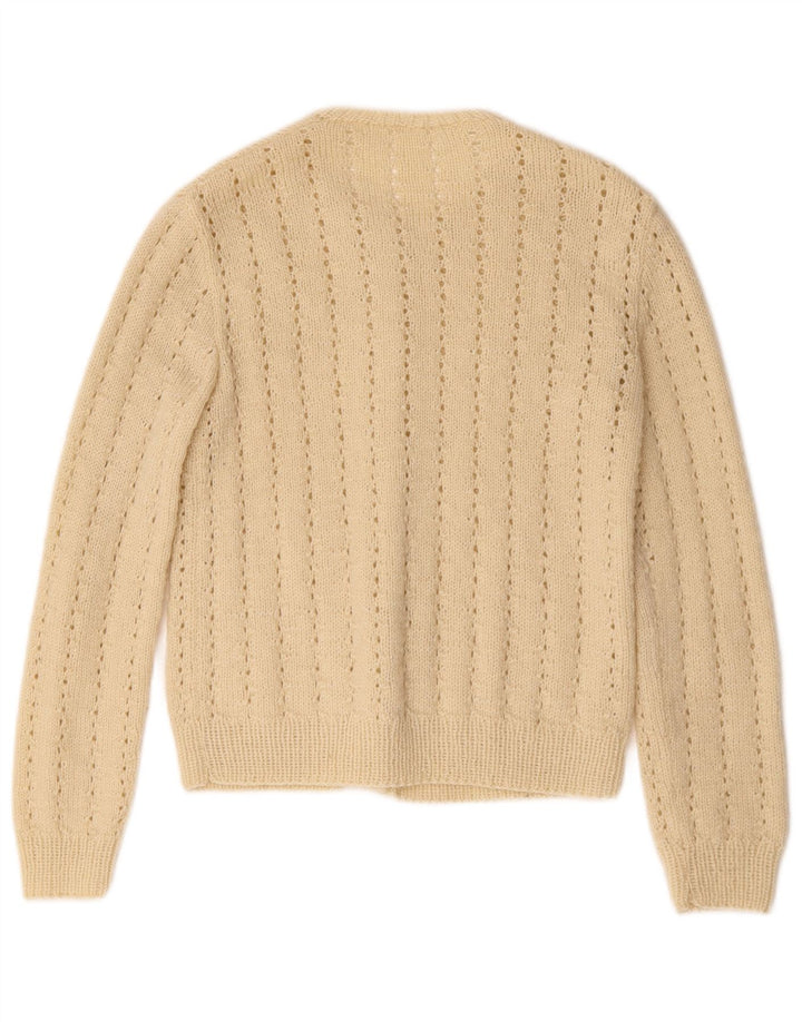 Vintage Damen Cardigan Pullover UK 10 Small Beige