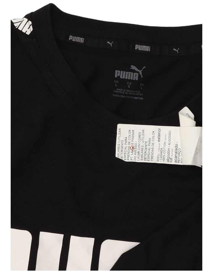 Puma Herren T-Shirt mit Grafik, groß, aus schwarzer Baumwolle