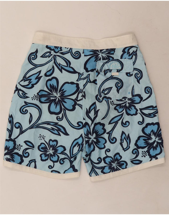 Sundek Herren-Badeshorts aus mittelblauem, geblümtem Polyester