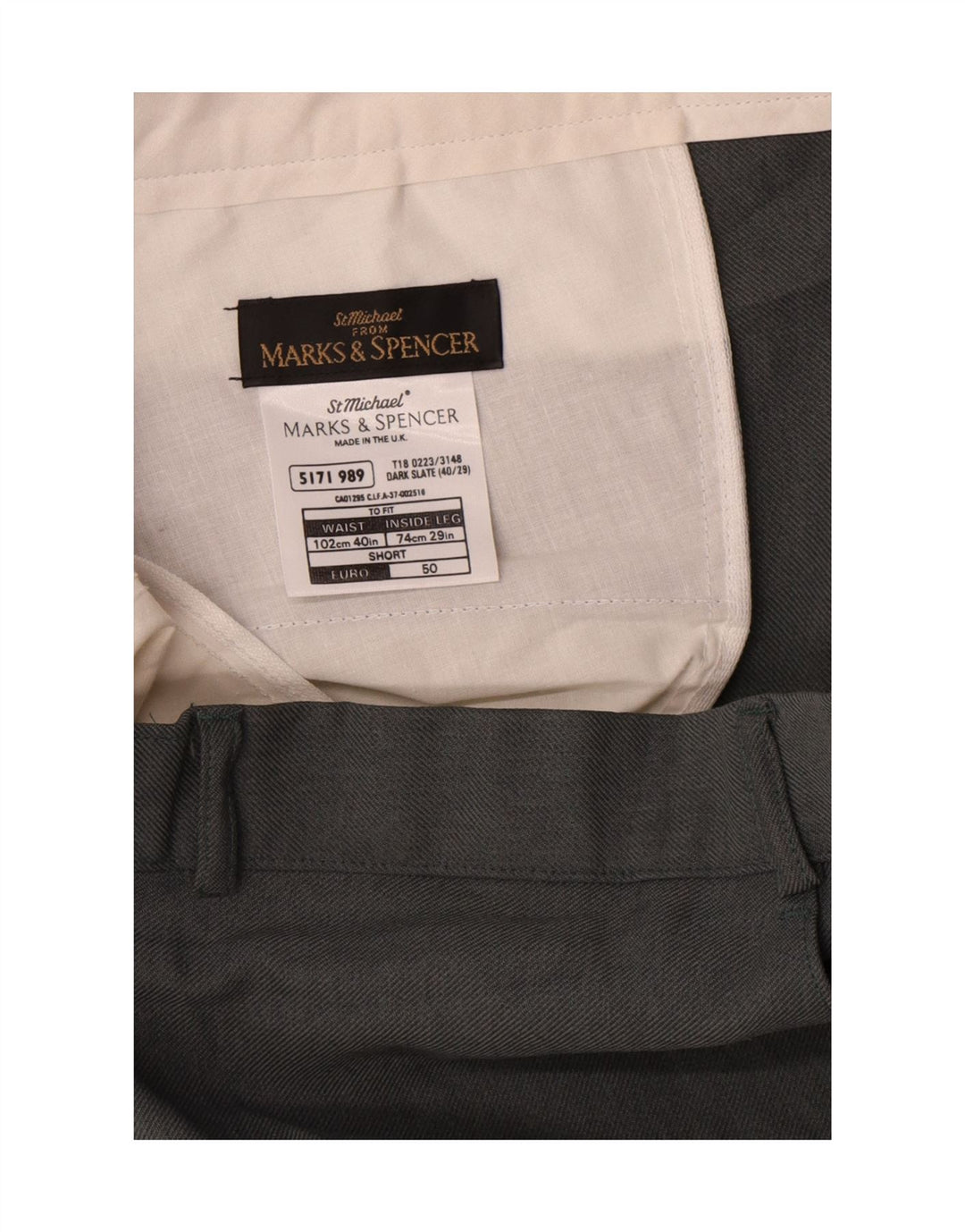Gerade Herren-Chinohose von Marks & Spencer, Breite 40, Länge 29, Grau, Polyester