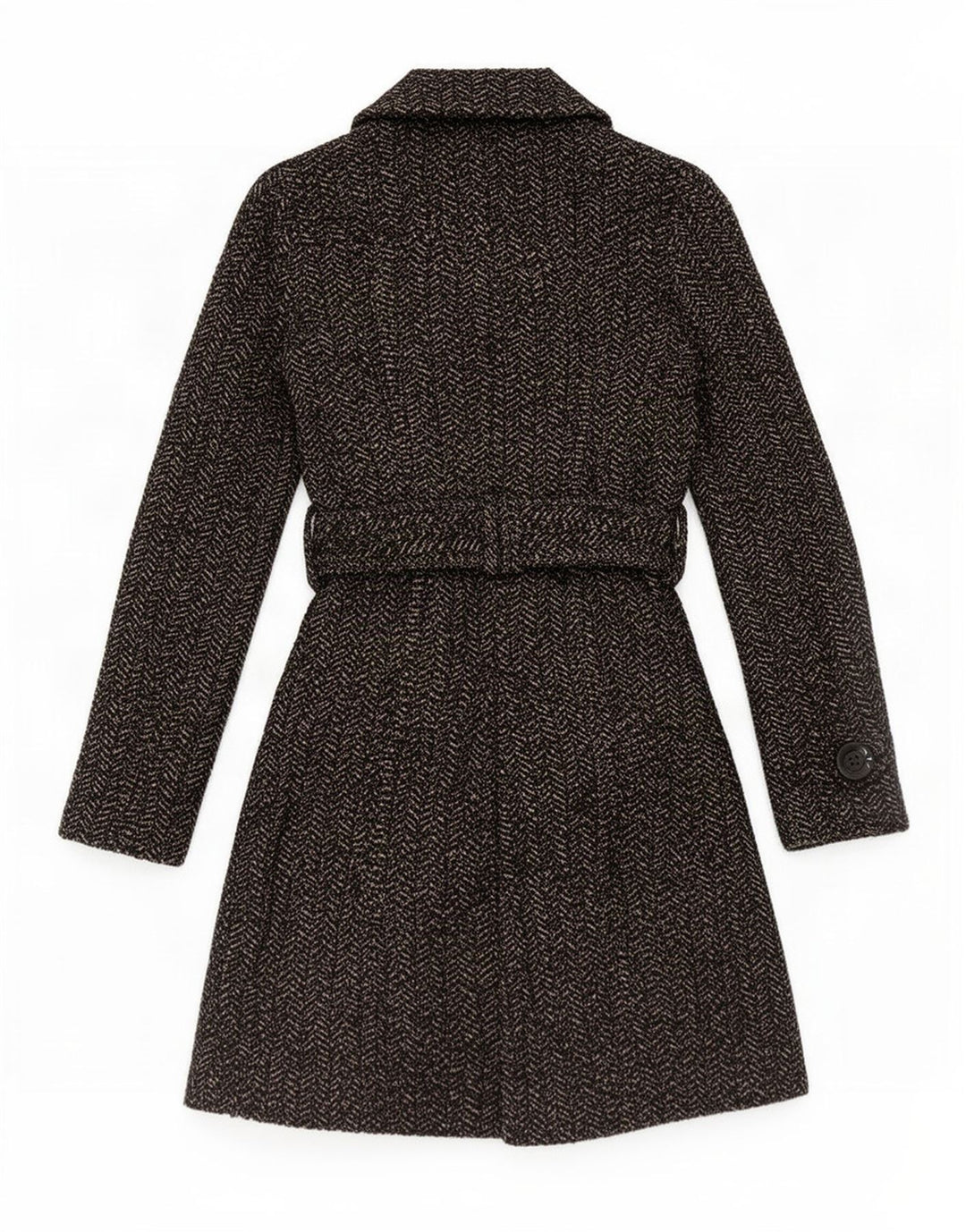 Zweireihiger Damenmantel von Zara, Gr. 10, Größe S, grau, Fischgrätenmuster