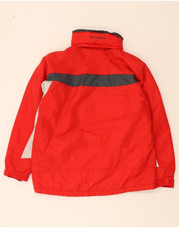 Columbia Jungen-Windbreakerjacke mit Kapuze, 14–15 Jahre, rotes Farbblockdesign