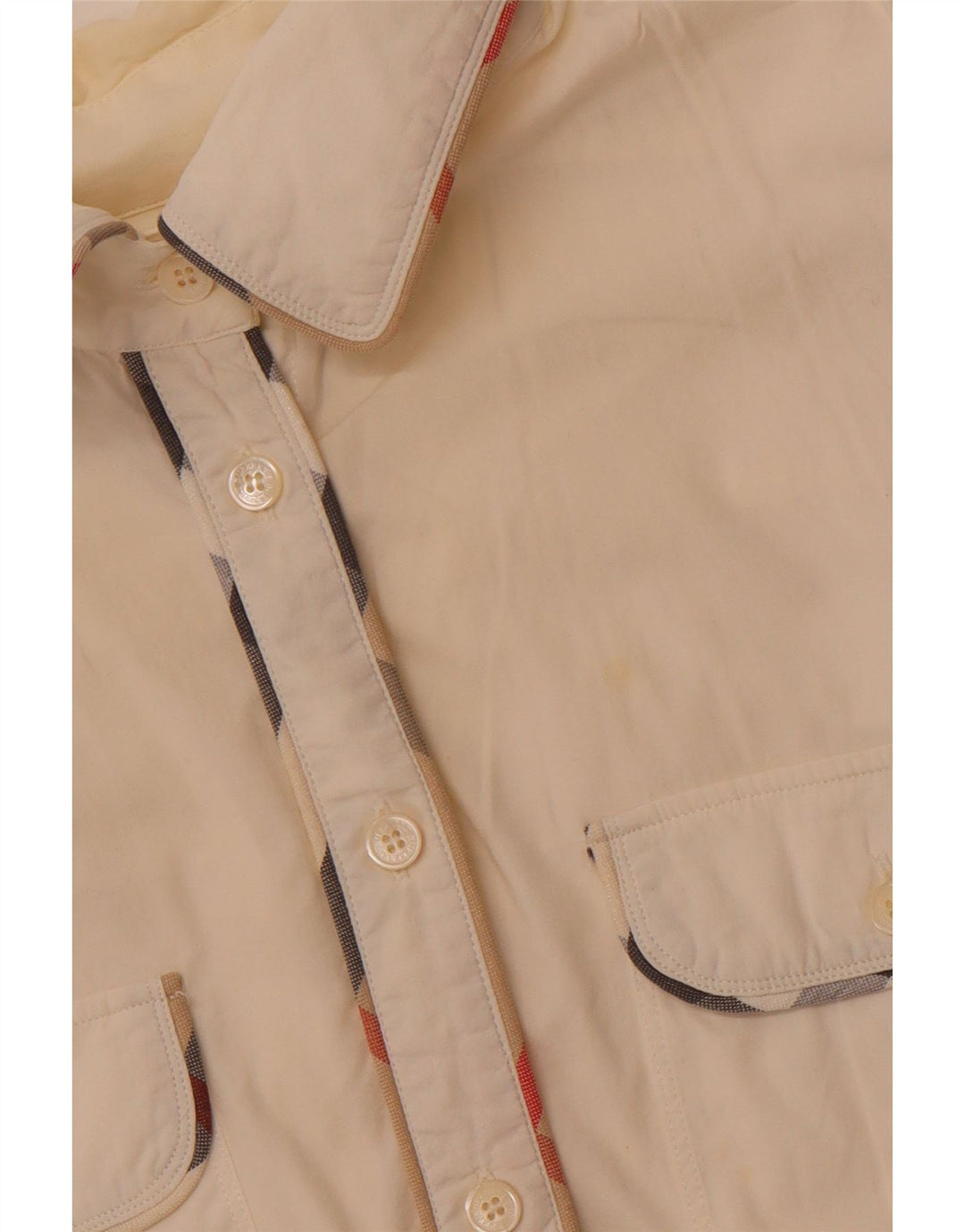 BURBERRY Damen ärmelloses Militärhemd UK 14 Large Off White Cotton