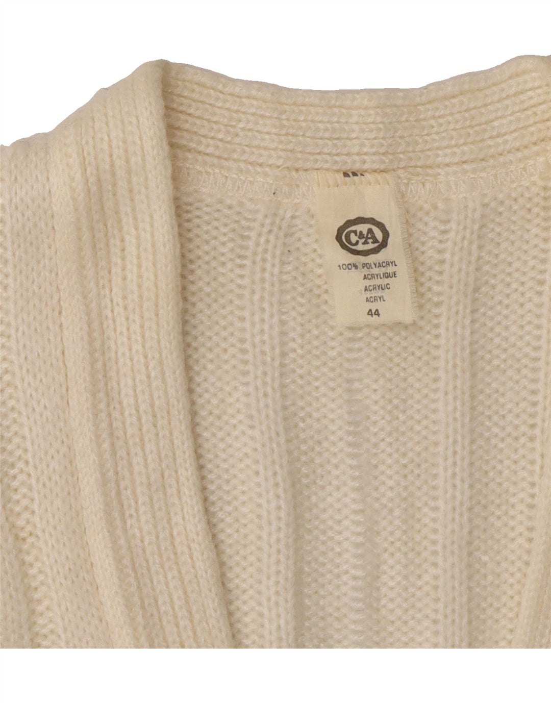 C&A Womens Cardigan Sweater EU 44 XL White Polyacrylic Vintage C&A and Second-Hand C&A from Messina Hembry 