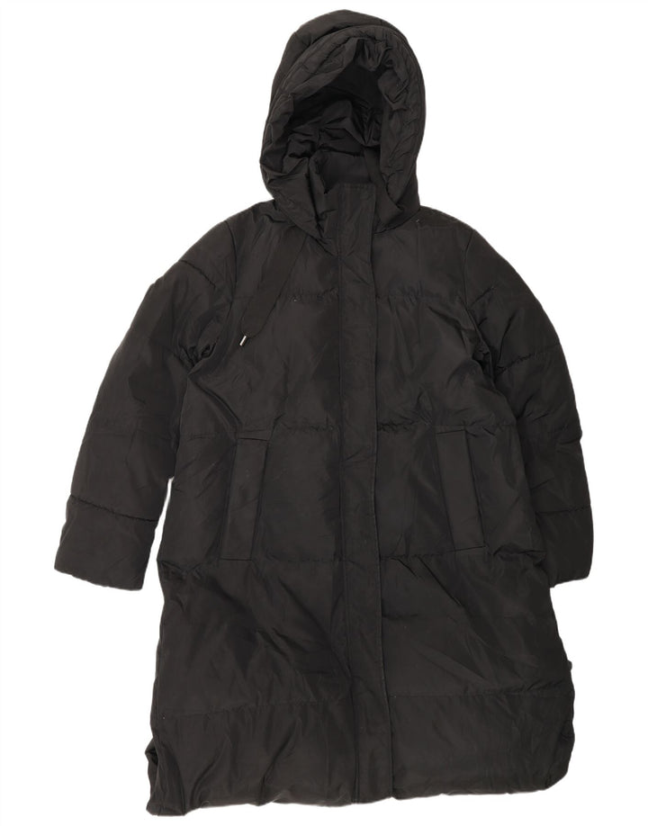 Zara Damen Kapuzenmantel, gepolstert, UK 16, Größe L, Schwarz, Polyester
