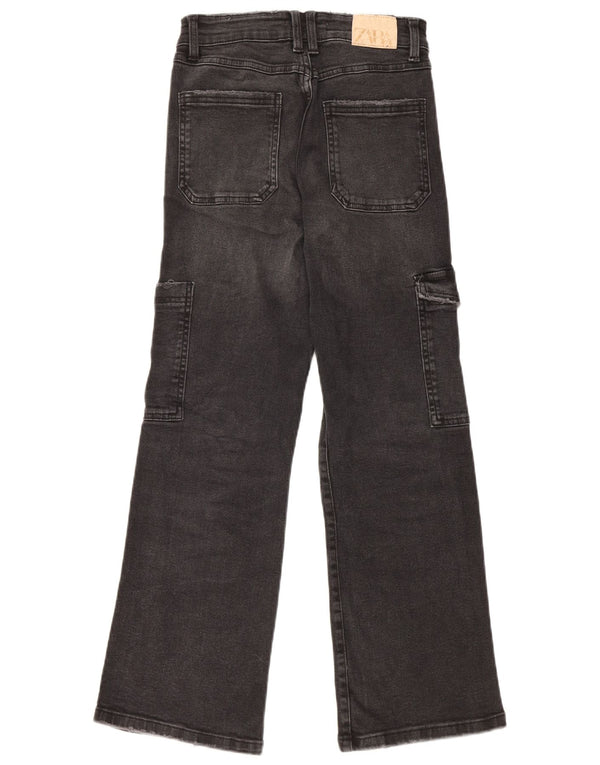 ZARA Mädchen Cargo-Jeans mit weitem Bein, 13–14 Jahre, W26 L27, Schwarz