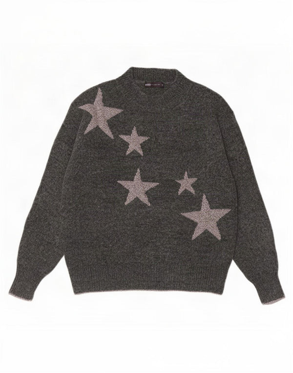 Marks & Spencer Damen-Pullover mit grafischem Rollkragen, Gr. 6, XS, Grau
