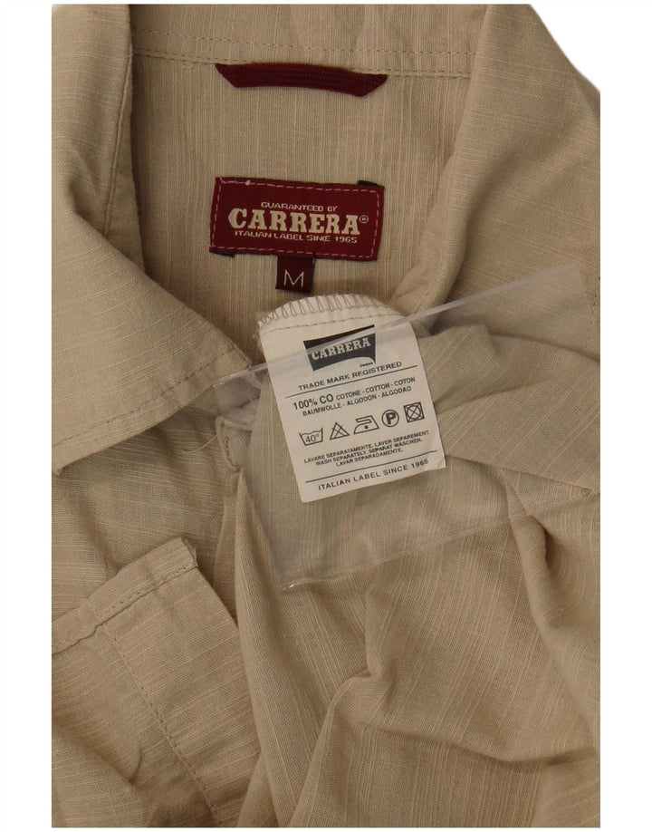CARRERA Herren Kurzarmhemd Mittelbeige Nadelstreifen-Baumwolle