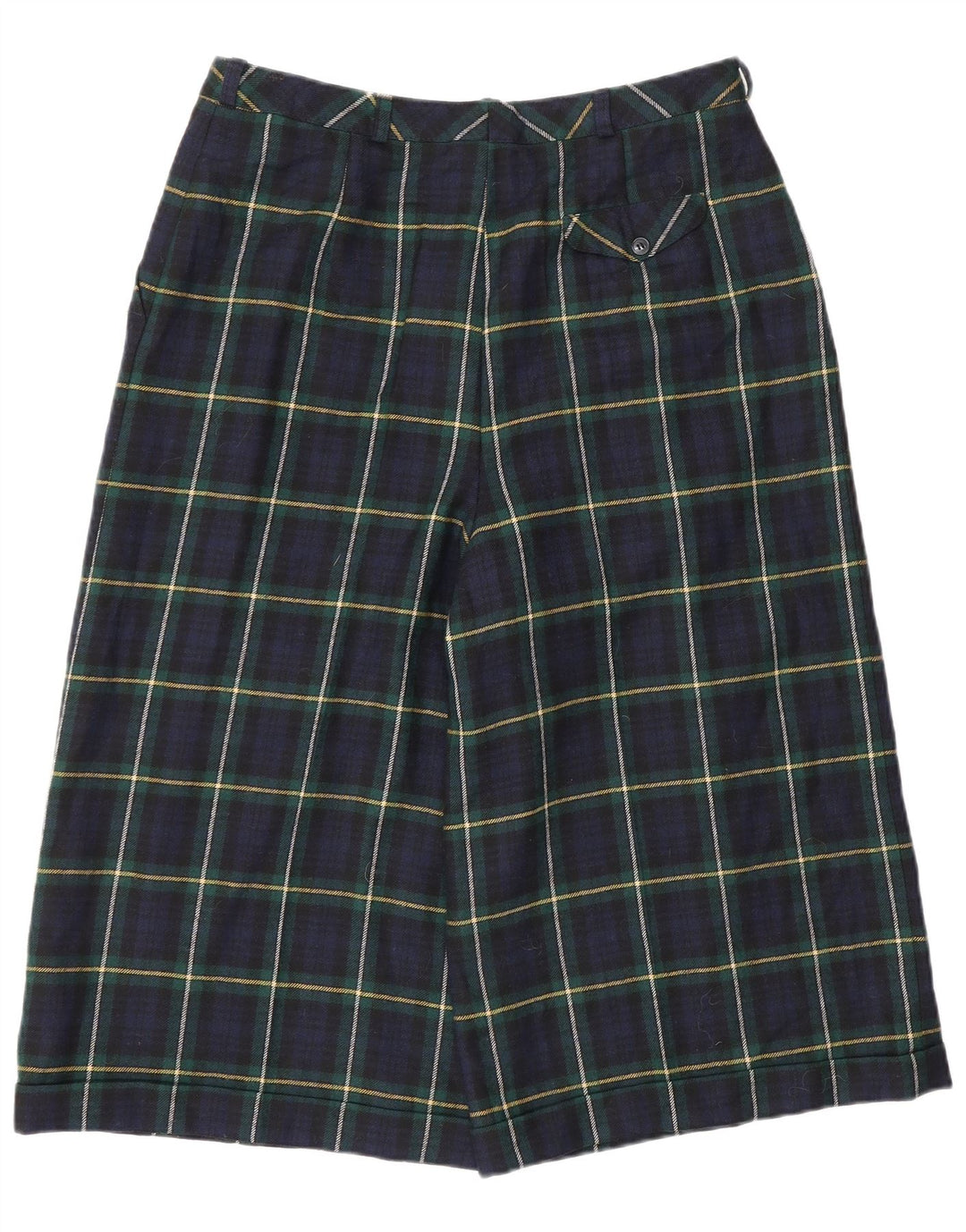 Vintage Damen Bermudashorts mit hoher Taille EU 42 Groß W30 Marineblau kariert