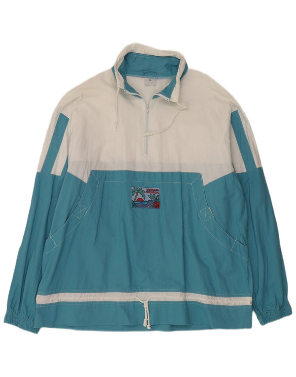 Vintage Herren Anorak Jacke UK 42 XL Blau Colourblock Baumwolle