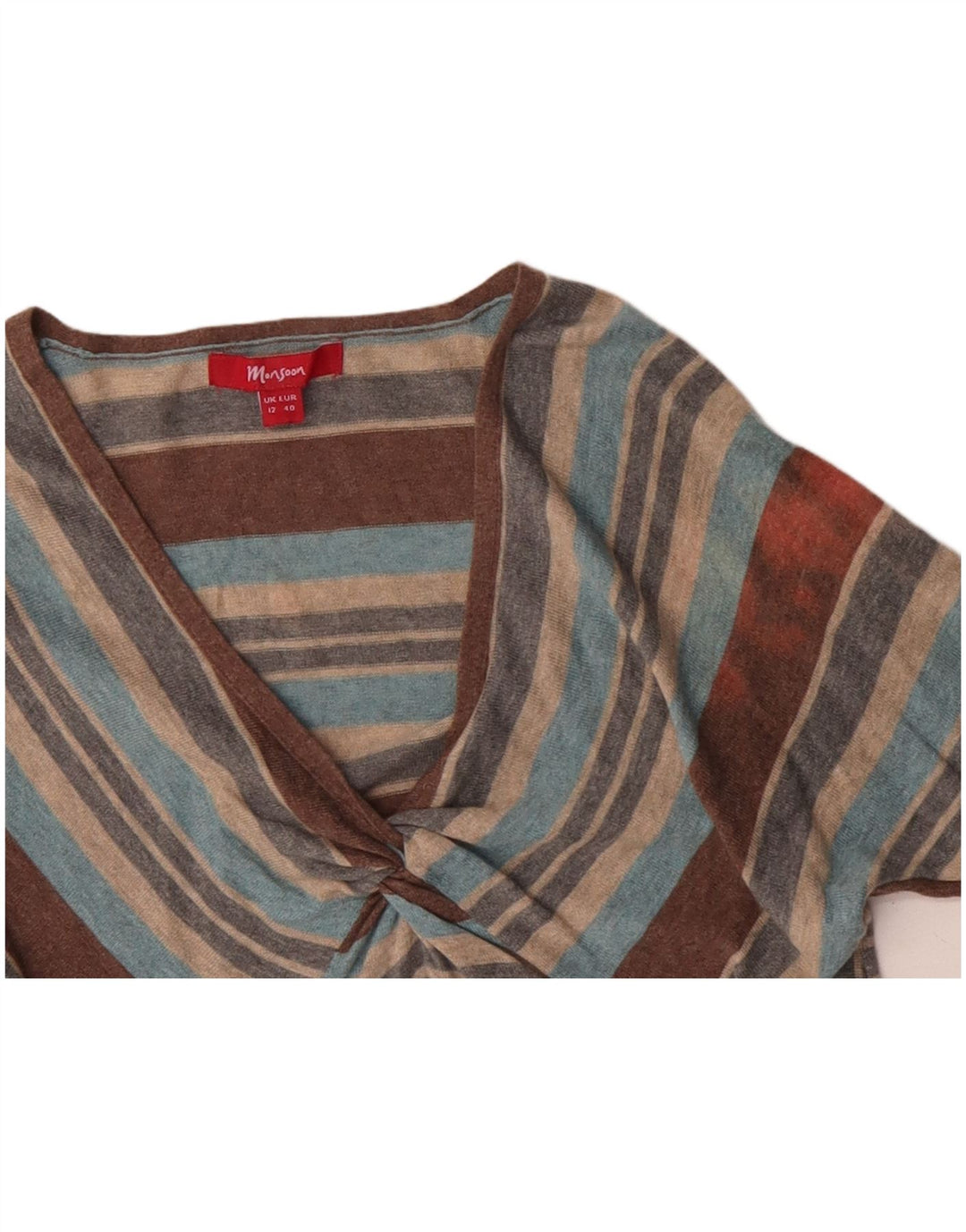 MONSOON Damen-Pullover mit V-Ausschnitt, Gr. 12, mittelgroß, mehrfarbig, gestreift