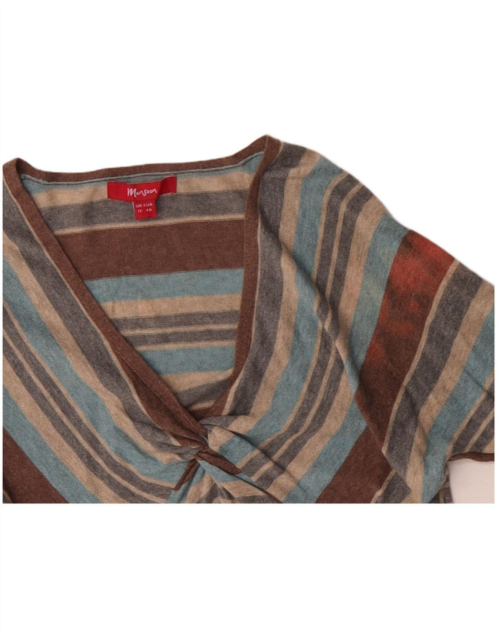 MONSOON Damen-Pullover mit V-Ausschnitt, Gr. 12, mittelgroß, mehrfarbig, gestreift