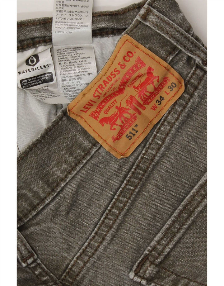 Levi's Herren 511 Slim Jeans W34 L30 Braune Baumwolle