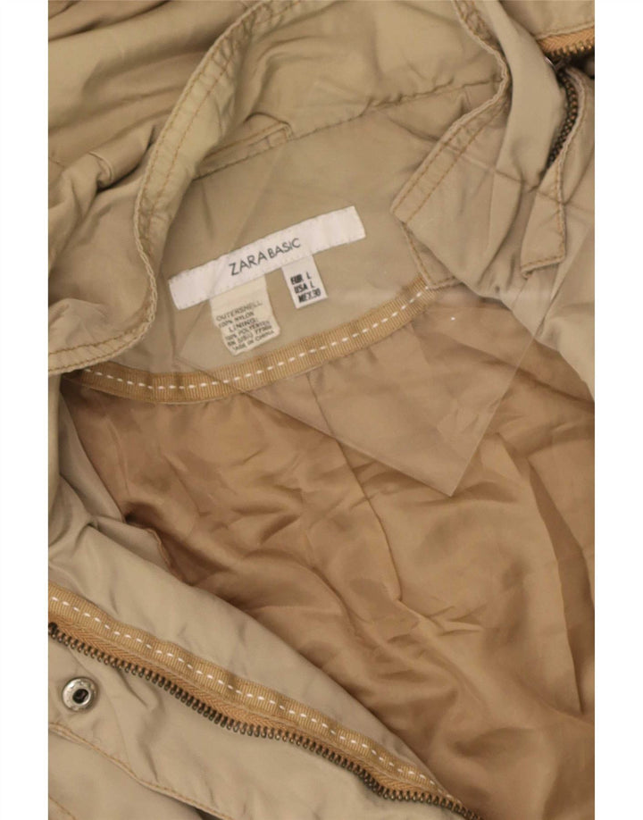 Zara Damen-Windbreakerjacke mit Kapuze, UK 16, Größe L, Beige, Nylon