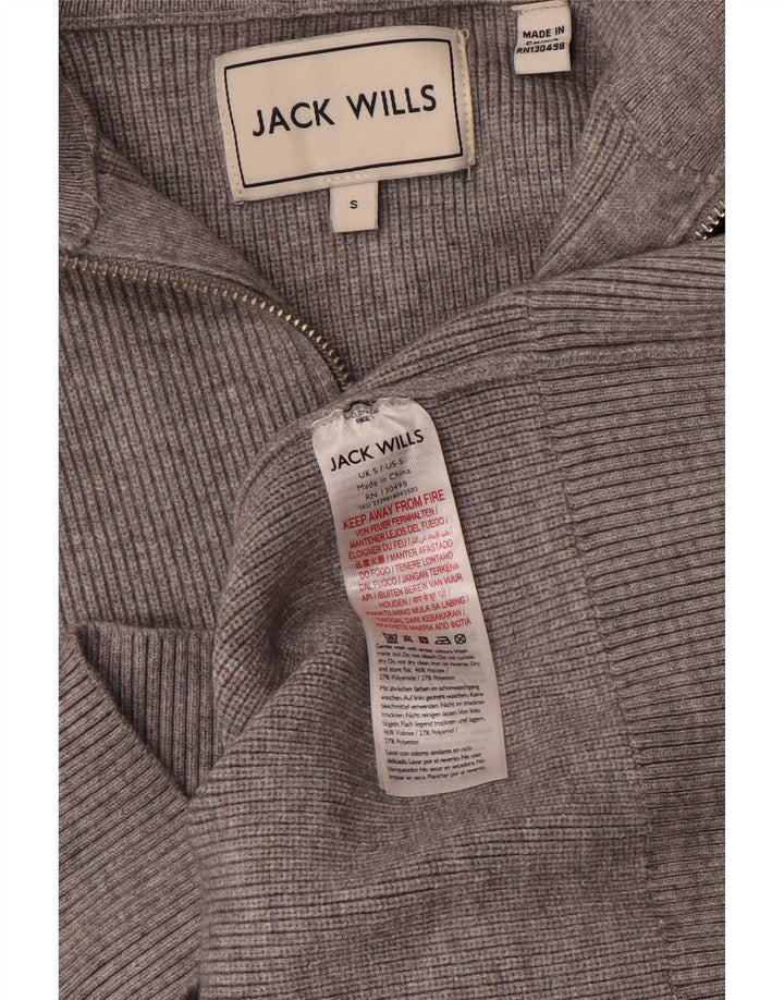 Jack Wills Herren-Pullover mit Reißverschluss am Hals, kleine graue Viskose