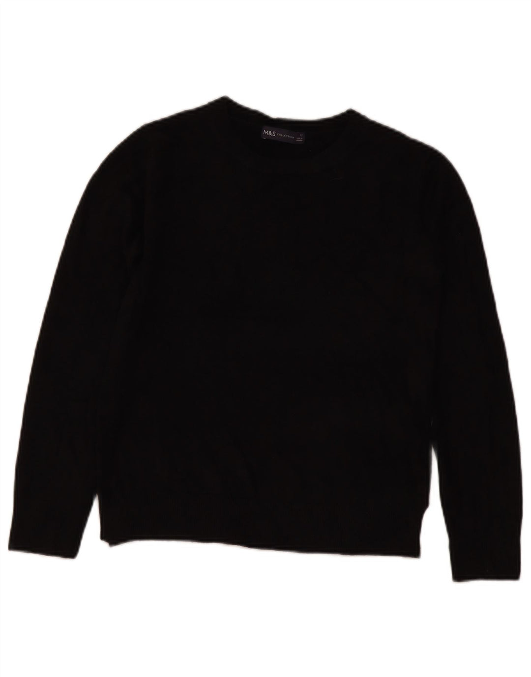 Marks & Spencer Damen-Pullover mit Rundhalsausschnitt, Gr. 12, Mittelschwarz, Acryl
