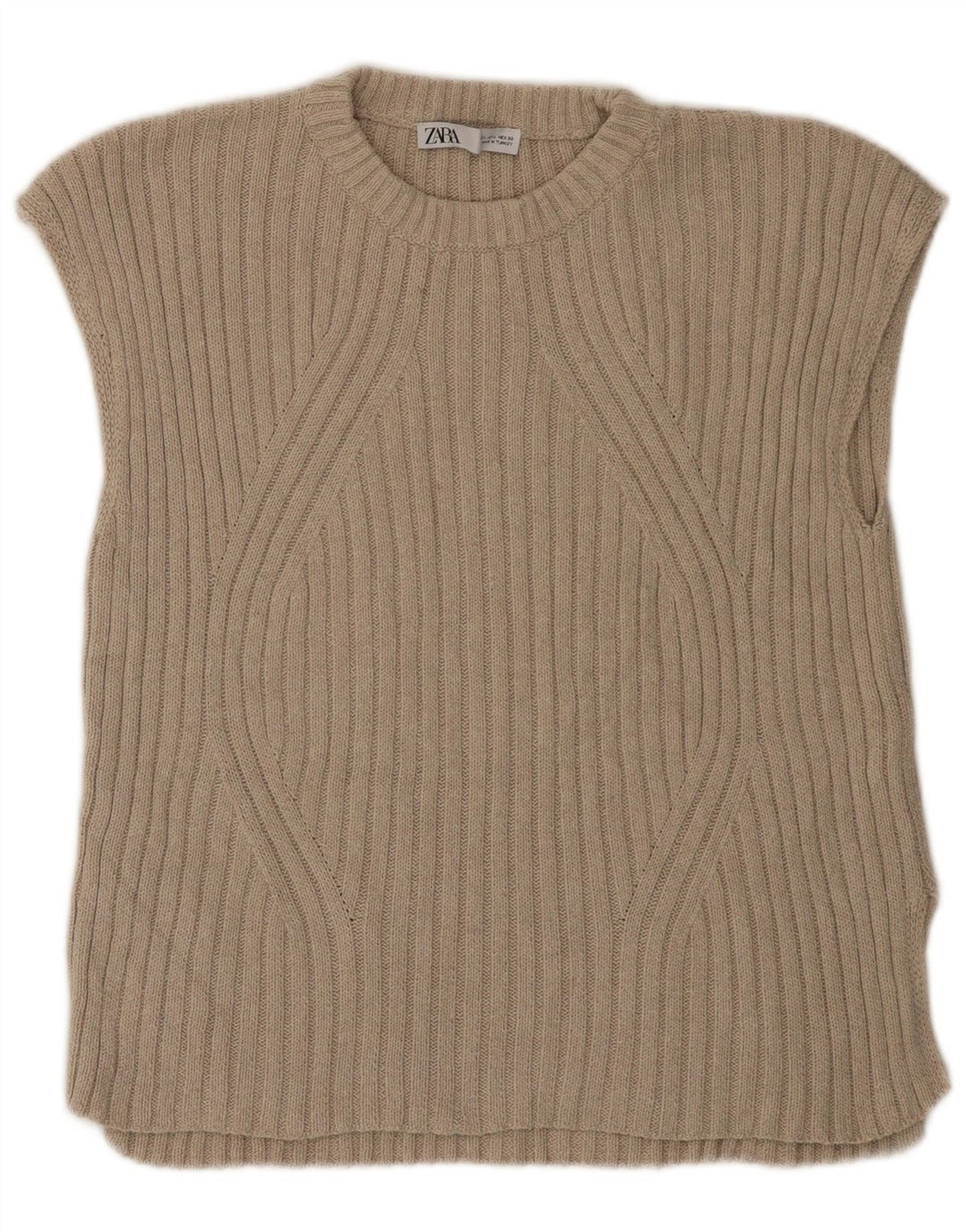 Zara Damen Weste Tank Top UK 16 Large Beige Polyester