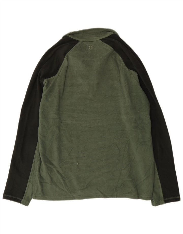 Mountain Warehouse Herren-Fleecepullover mit Reißverschluss am Kragen, Mittelgrün, Farbblock