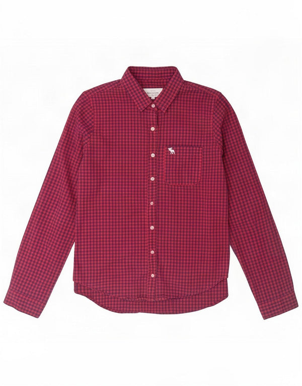 Abercrombie & Fitch Damenhemd UK 14 Mittelrote Gingham-Baumwolle