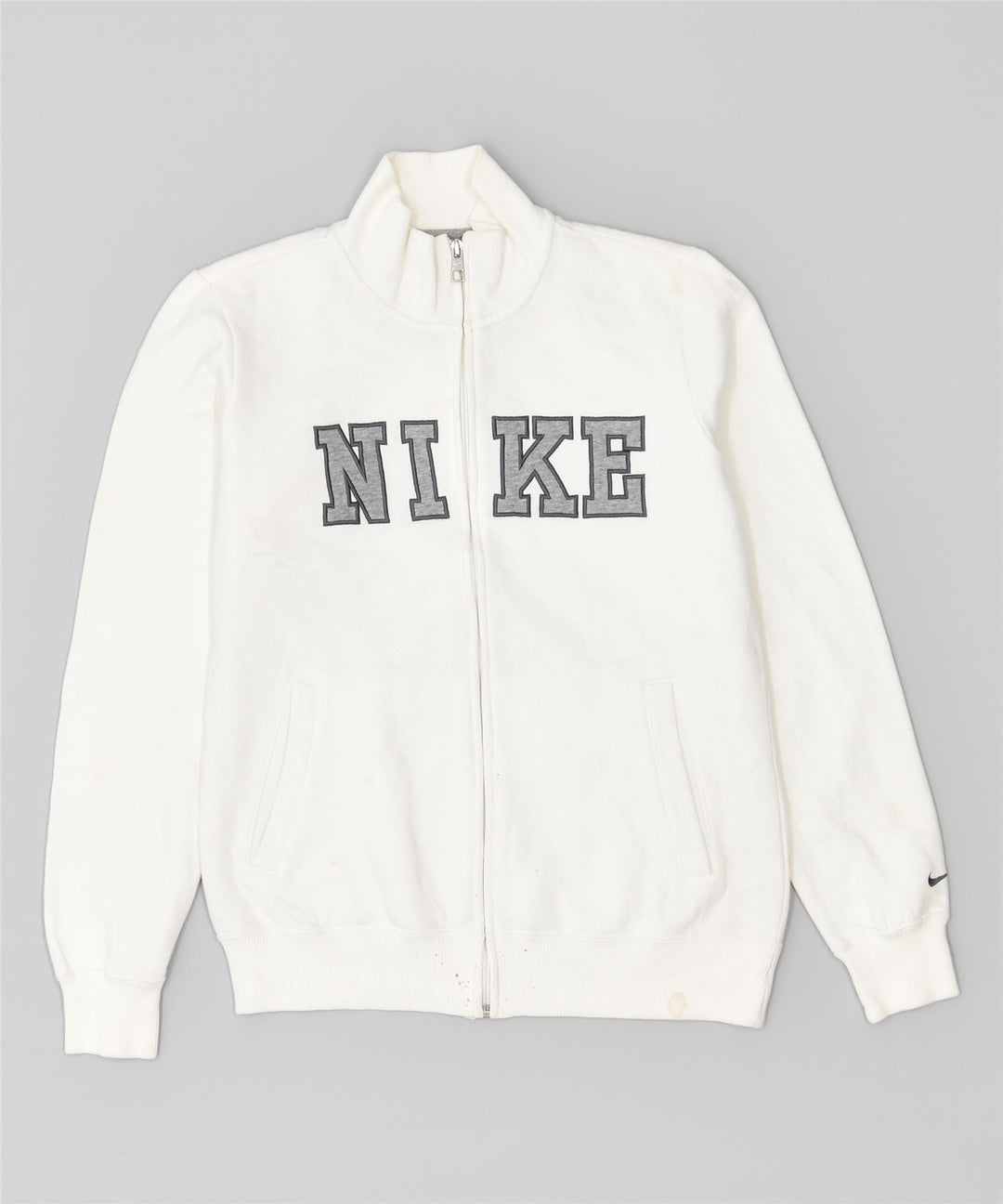 NIKE Damen-Trainingsanzug-Top-Jacke, UK 12, mittelweiße Baumwolle