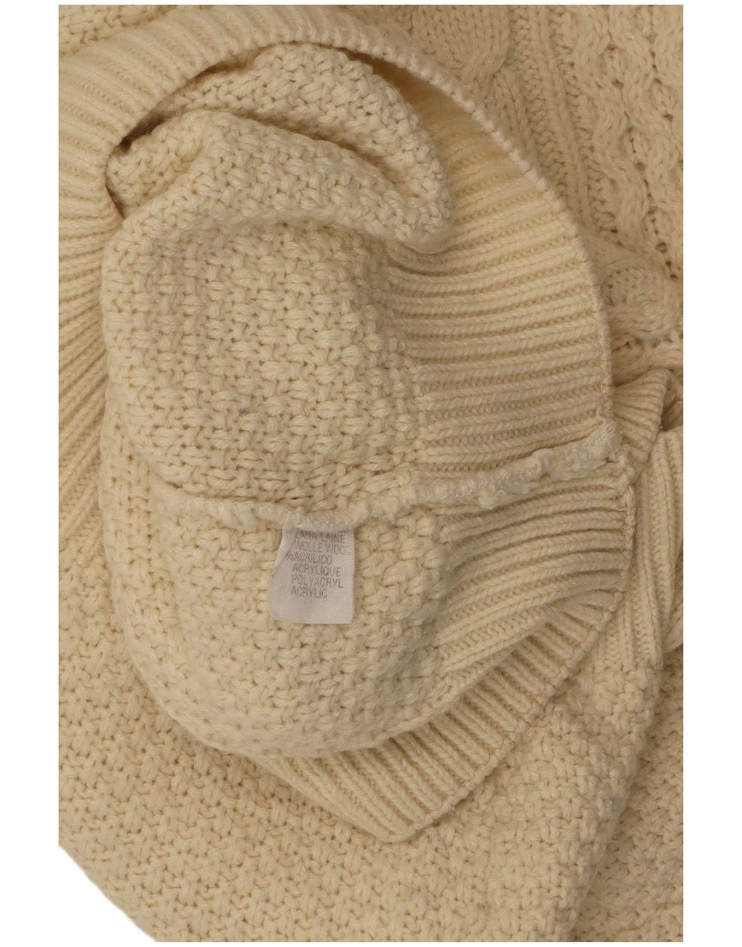 VINTAGE Rollkragenpullover für Damen UK 18 XL aus weißer Wolle