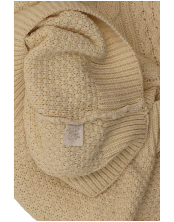 VINTAGE Rollkragenpullover für Damen UK 18 XL aus weißer Wolle