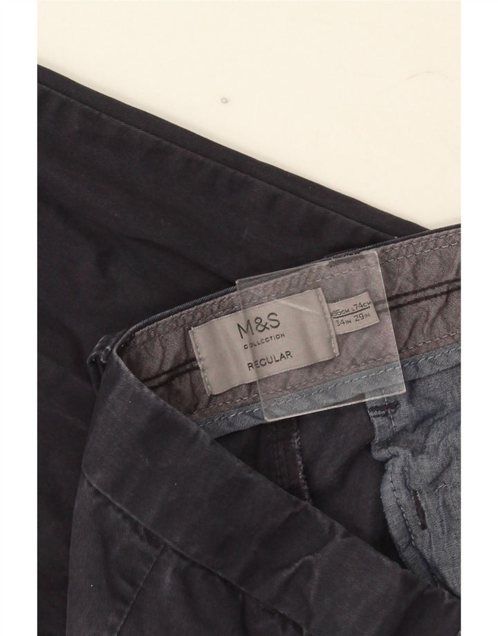 Marks & Spencer Herren-Chinohose, normal, W34, L29, Marineblau, Baumwolle