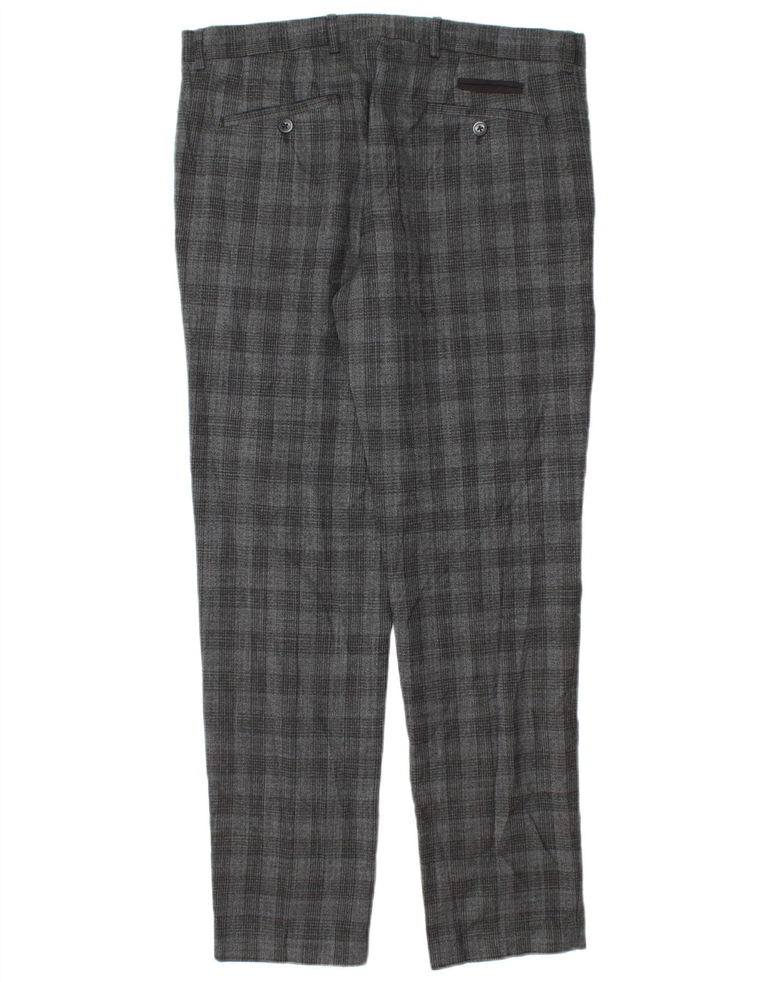 Penguin Herren-Anzughose, gerade, W34, L30, grau kariertes Polyester
