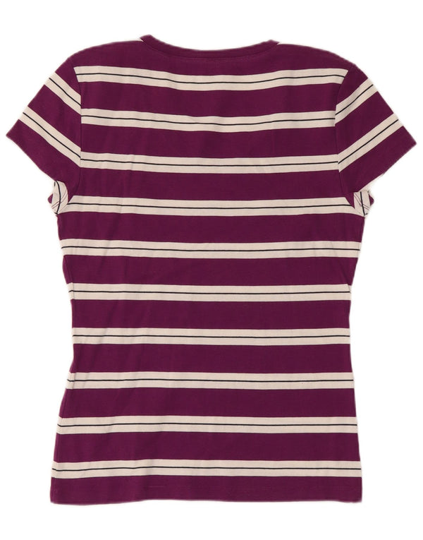 Tommy Hilfiger Damen T-Shirt Top UK 14 Large Lila gestreift Baumwolle