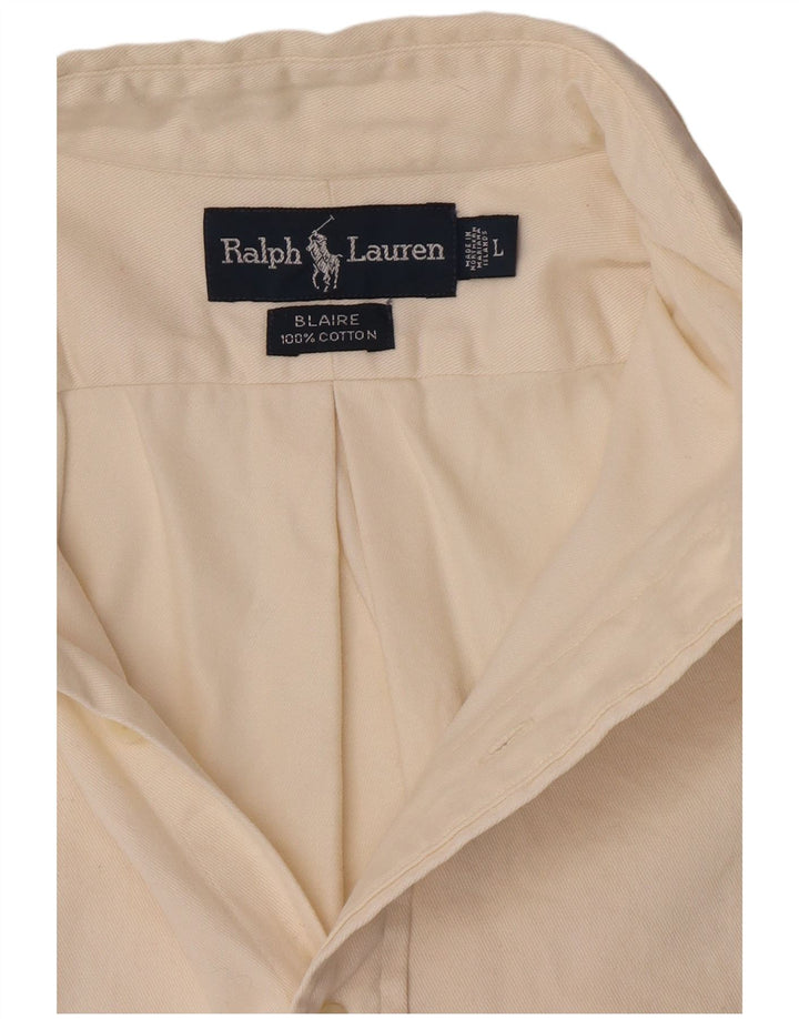 Ralph Lauren Herren-Blaire-Hemd, groß, cremefarbene Baumwolle