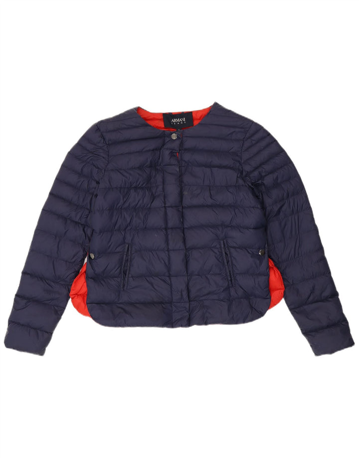 Armani Jeans Damen Wattierte Jacke IT 44 Medium Navy Blue Colourblock