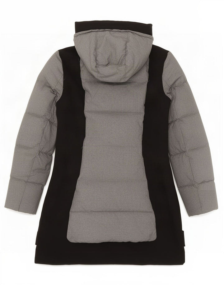 Kappa Womens Hooded Wattierter Mantel UK 10 Small Grau Farbblock