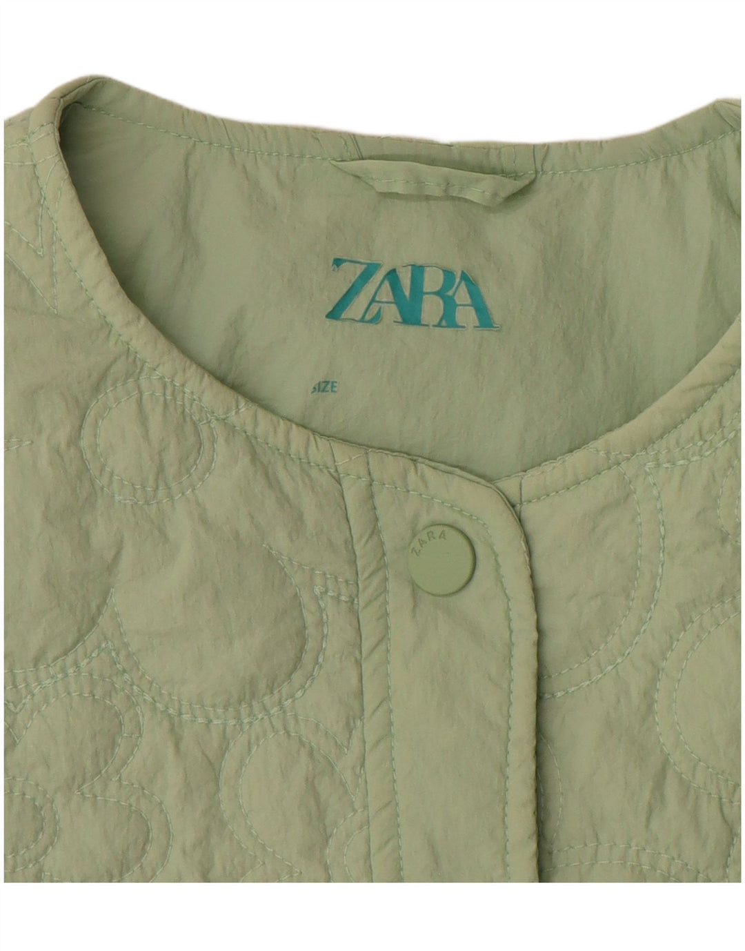Zara Damen Steppjacke UK 4 XS Grünes Nylon