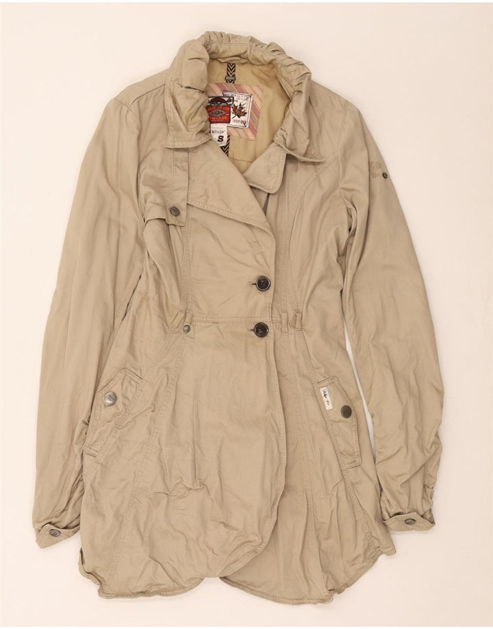 KHUJO Damen Trenchcoat UK 10 Small Beige Baumwolle