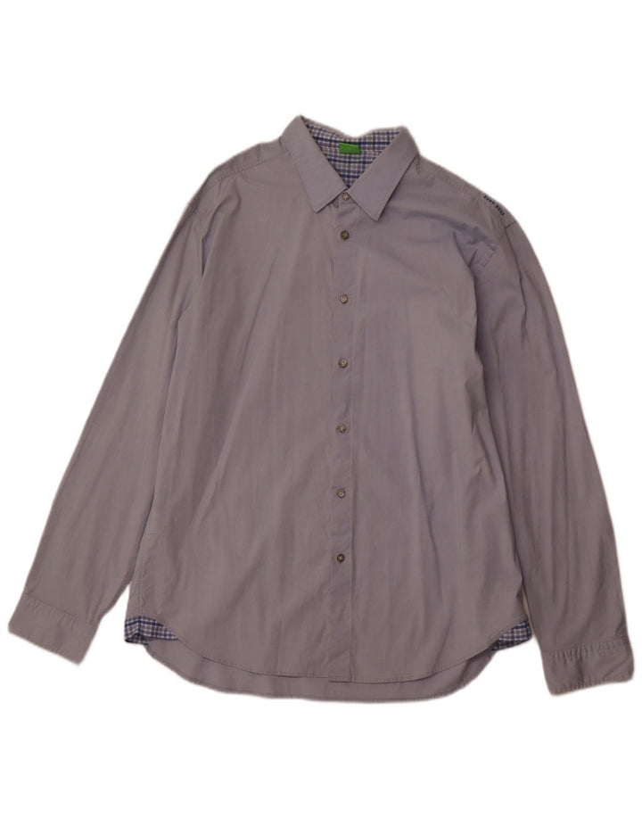 Hugo Boss Herrenhemd 2XL Blaue Baumwolle